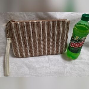 Madison West Black and White Striped Clutch